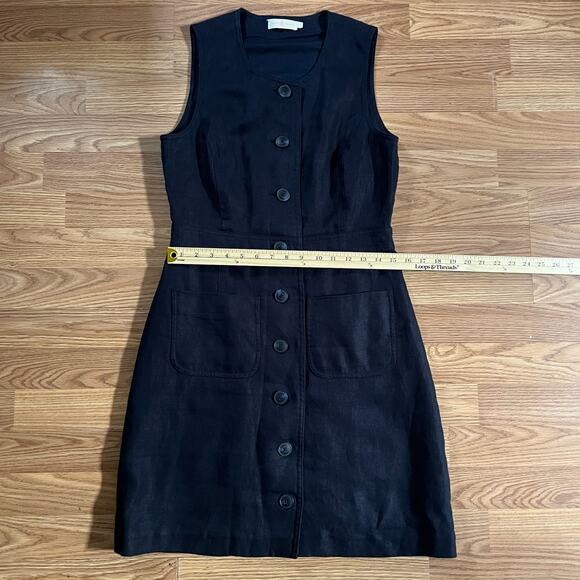 Tory Burch Navy Linen Button Front Dress 6 | Sleeveless Shift Preppy Resort Chic - Picture 6 of 7